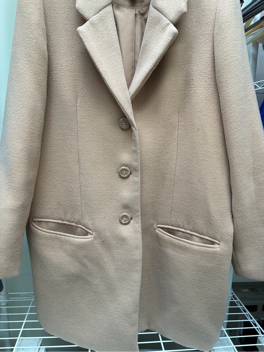 Womens Camel Single-Breasted Wool-Blend Coat- BB Dakota
